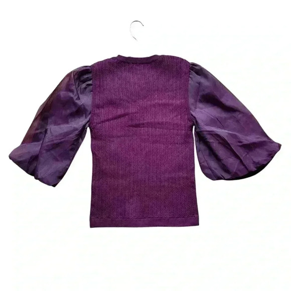 Organza sleeve Women's combo  burgundy sweater size L - Picture 5 of 9